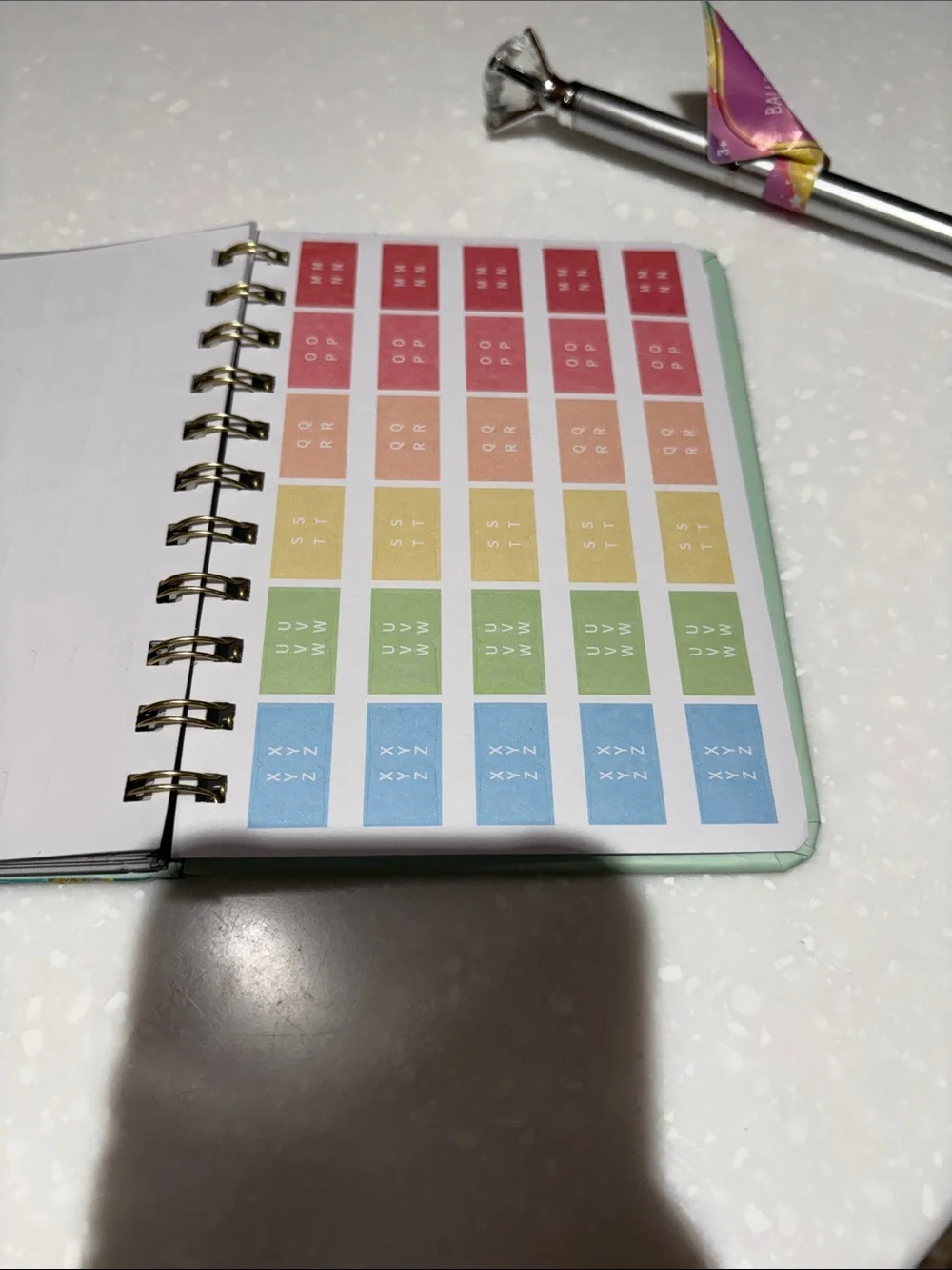 Floral Mint Password Book with Silver Pen - Internet Password Logbook